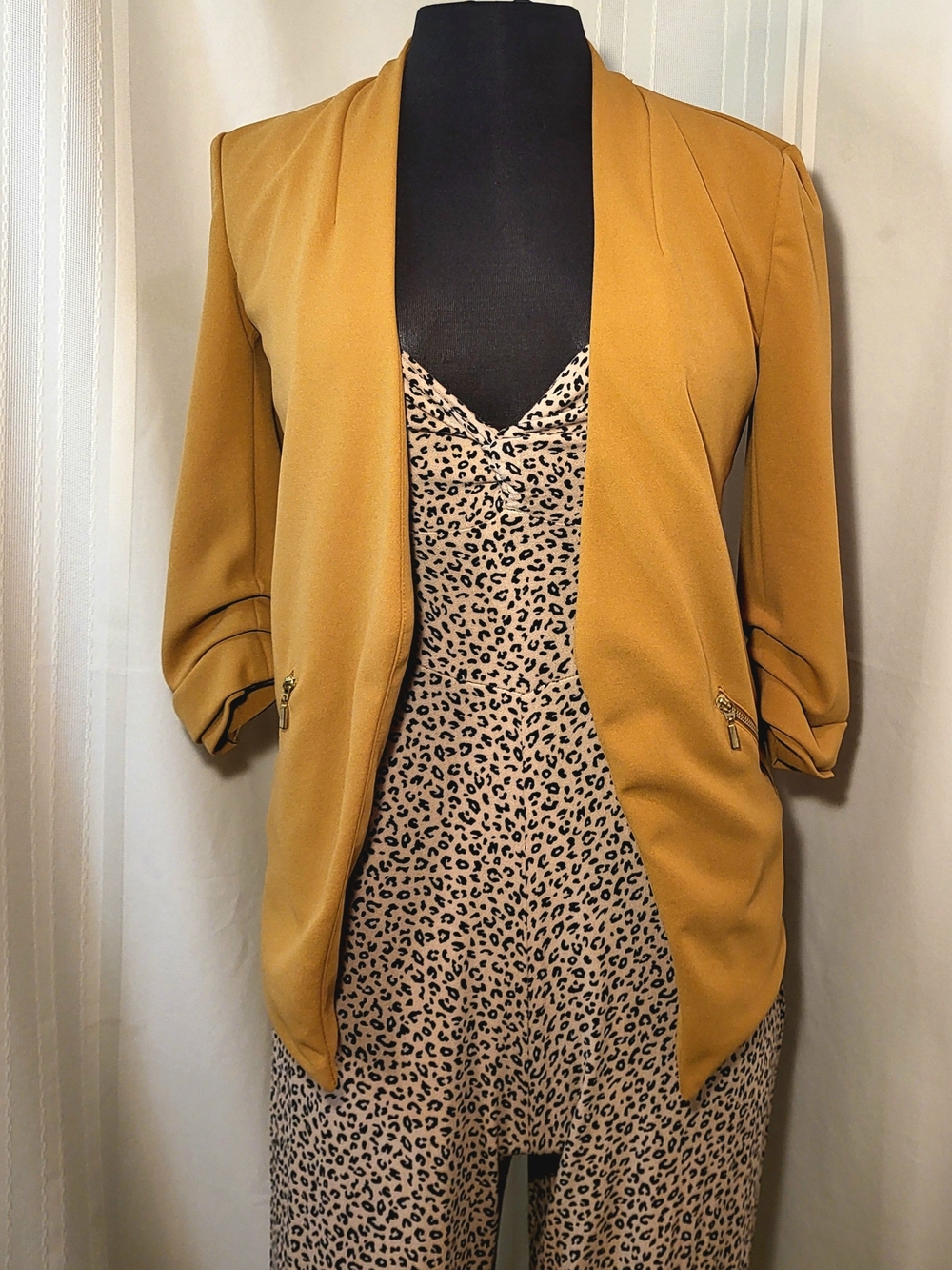 Maurices Ever Go Gold Mustard Open Front Ruched Sleeve Blazer - Size XS
